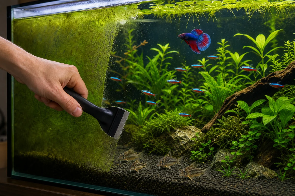 Водоросли на стекле аквариума