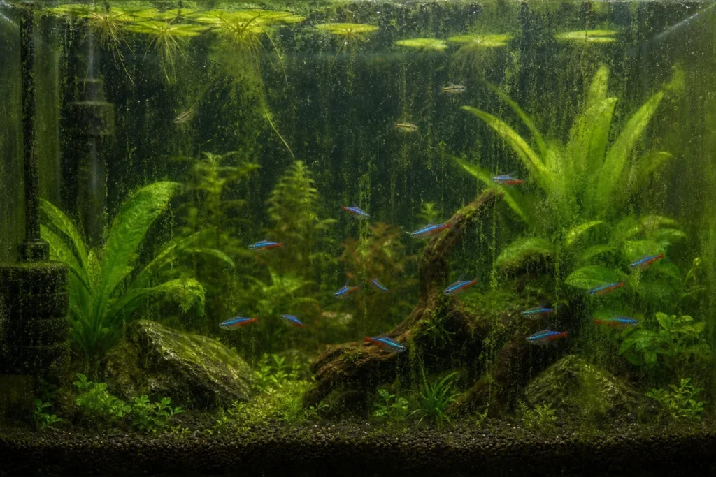 Водоросли на стекле аквариума